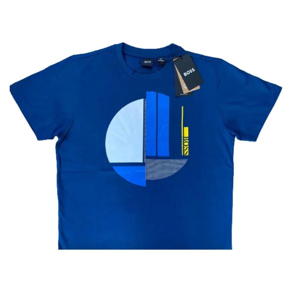 NWT Men's HUGO BOSS Cotton T-Shirts Color Dark Blue Size S, M, L, XL, XXL - Picture 2 of 6